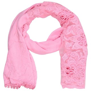 Cotton Half Net Stole- Light Pink